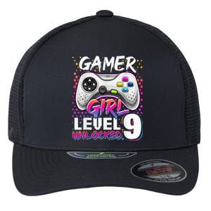 Gamer Level 9 Unlocked Video Game 9th Birthday Gift Flexfit Unipanel Trucker Cap