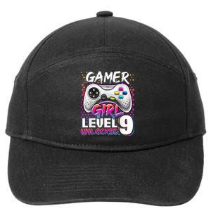 Gamer Level 9 Unlocked Video Game 9th Birthday Gift 7-Panel Snapback Hat