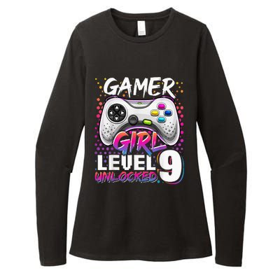 Gamer Level 9 Unlocked Video Game 9th Birthday Gift Womens CVC Long Sleeve Shirt