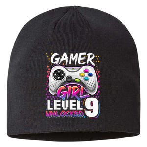 Gamer Level 9 Unlocked Video Game 9th Birthday Gift Sustainable Beanie