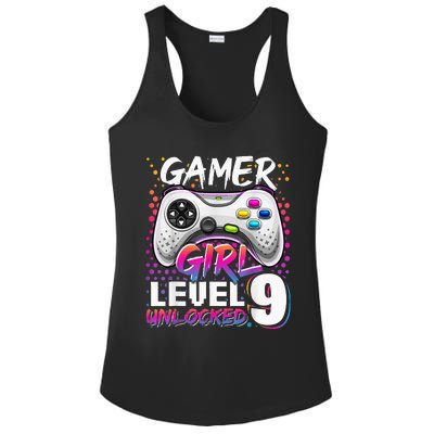 Gamer Level 9 Unlocked Video Game 9th Birthday Gift Ladies PosiCharge Competitor Racerback Tank