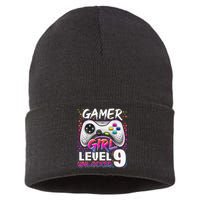 Gamer Level 9 Unlocked Video Game 9th Birthday Gift Sustainable Knit Beanie