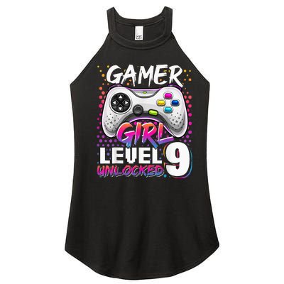 Gamer Level 9 Unlocked Video Game 9th Birthday Gift Women’s Perfect Tri Rocker Tank