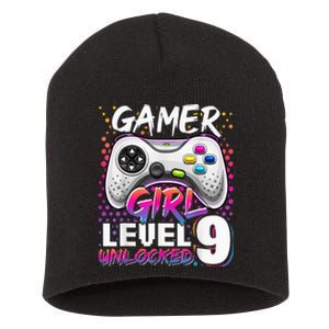 Gamer Level 9 Unlocked Video Game 9th Birthday Gift Short Acrylic Beanie