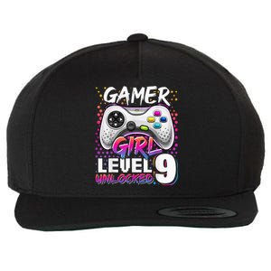 Gamer Level 9 Unlocked Video Game 9th Birthday Gift Wool Snapback Cap