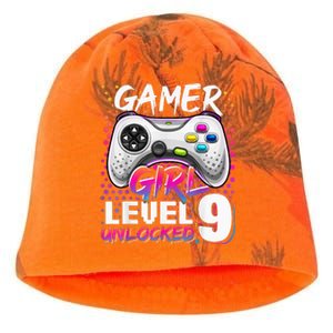 Gamer Level 9 Unlocked Video Game 9th Birthday Gift Kati - Camo Knit Beanie