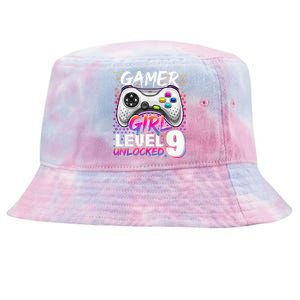 Gamer Level 9 Unlocked Video Game 9th Birthday Gift Tie-Dyed Bucket Hat