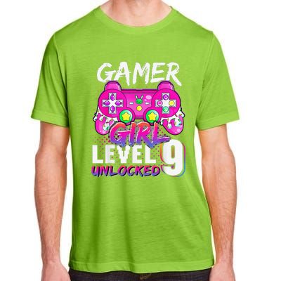 Gamer Level 9 Unlocked Video Game 9th Birthday Adult ChromaSoft Performance T-Shirt