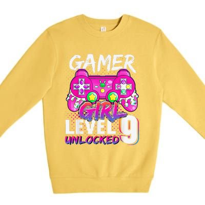 Gamer Level 9 Unlocked Video Game 9th Birthday Premium Crewneck Sweatshirt