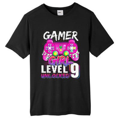 Gamer Level 9 Unlocked Video Game 9th Birthday Tall Fusion ChromaSoft Performance T-Shirt