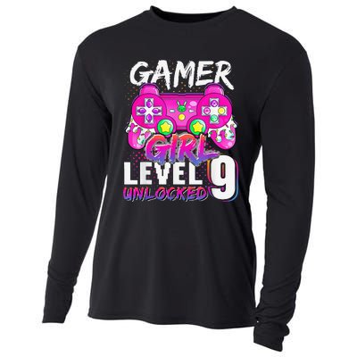 Gamer Level 9 Unlocked Video Game 9th Birthday Cooling Performance Long Sleeve Crew