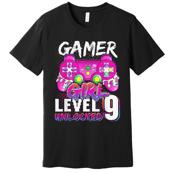 Gamer Level 9 Unlocked Video Game 9th Birthday Premium T-Shirt