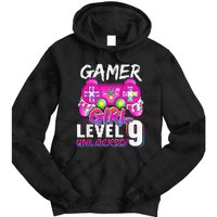 Gamer Level 9 Unlocked Video Game 9th Birthday Tie Dye Hoodie