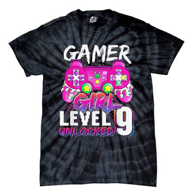 Gamer Level 9 Unlocked Video Game 9th Birthday Tie-Dye T-Shirt