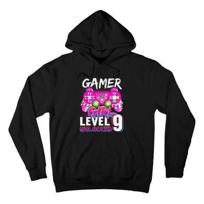 Gamer Level 9 Unlocked Video Game 9th Birthday Tall Hoodie