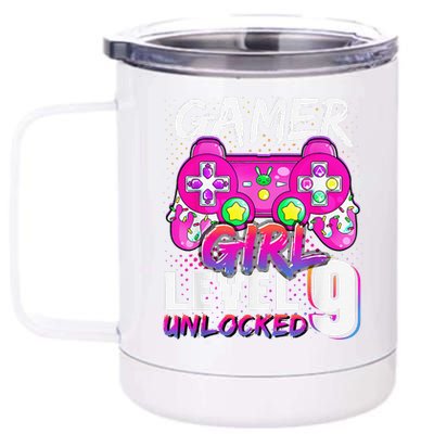 Gamer Level 9 Unlocked Video Game 9th Birthday 12 oz Stainless Steel Tumbler Cup