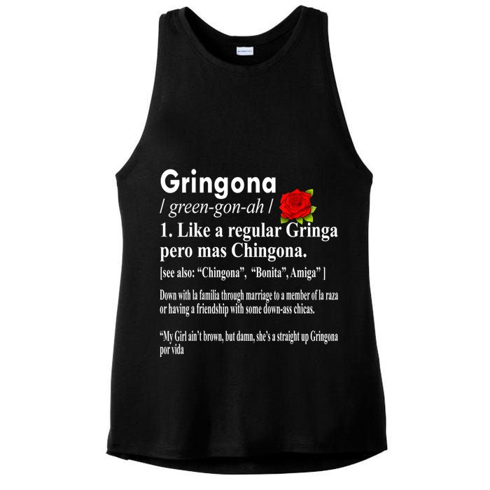 Gringona Like A Regular Gringa Pero Mas Chingona Ladies PosiCharge Tri-Blend Wicking Tank