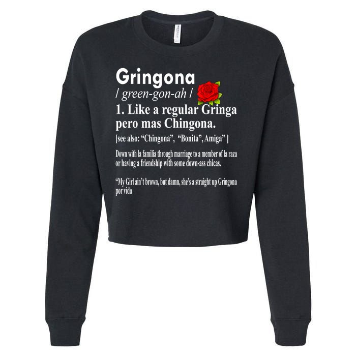 Gringona Like A Regular Gringa Pero Mas Chingona Cropped Pullover Crew
