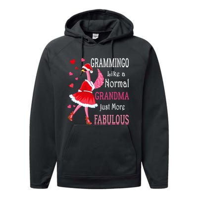 Grammingo Like A Normal Grandma Christmas Flamingo Grandma Performance Fleece Hoodie