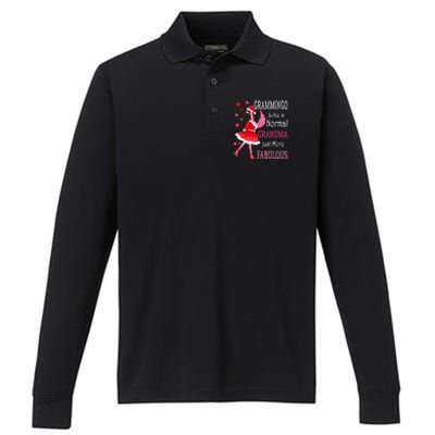 Grammingo Like A Normal Grandma Christmas Flamingo Grandma Performance Long Sleeve Polo