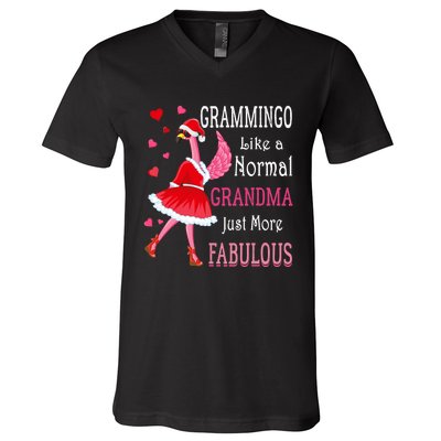 Grammingo Like A Normal Grandma Christmas Flamingo Grandma V-Neck T-Shirt