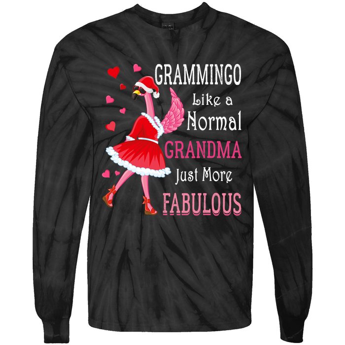 Grammingo Like A Normal Grandma Christmas Flamingo Grandma Tie-Dye Long Sleeve Shirt