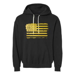 Gold Look American Flag Usa Garment-Dyed Fleece Hoodie