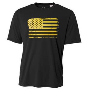 Gold Look American Flag Usa Cooling Performance Crew T-Shirt