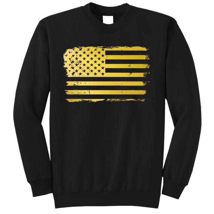 Gold Look American Flag Usa Sweatshirt