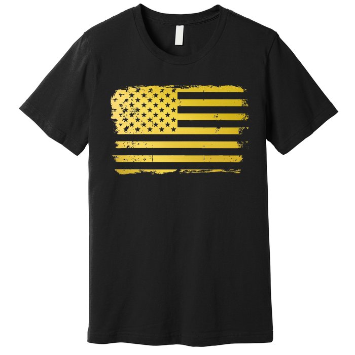 Gold Look American Flag Usa Premium T-Shirt