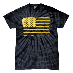 Gold Look American Flag Usa Tie-Dye T-Shirt