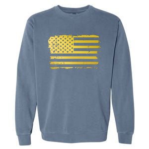 Gold Look American Flag Usa Garment-Dyed Sweatshirt