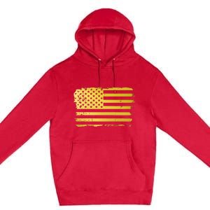 Gold Look American Flag Usa Premium Pullover Hoodie