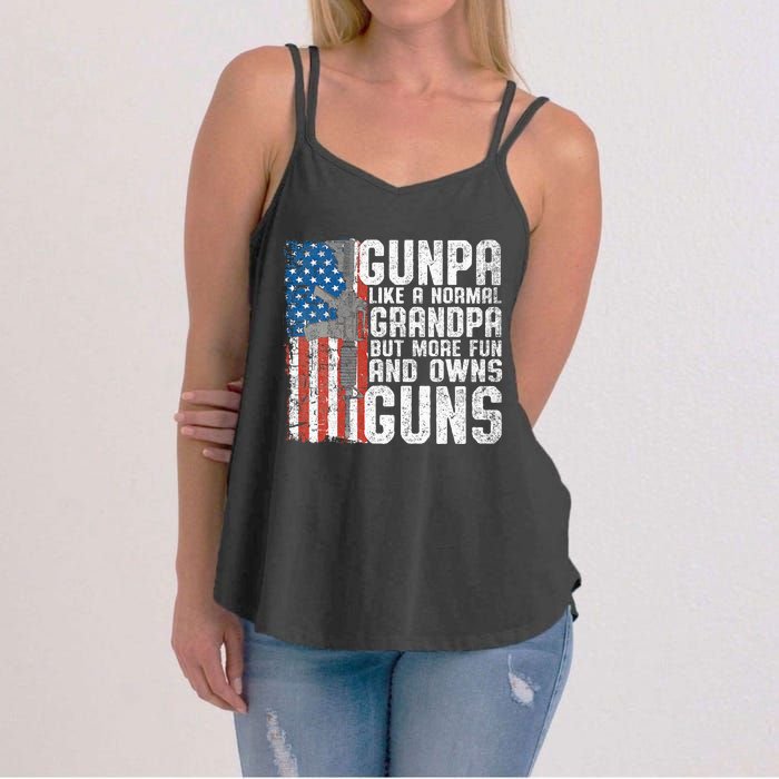 Gunpa Like A Normal Grandpa Fun And Owns Guns Funny Women's Strappy Tank