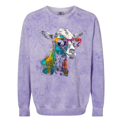 Goat Lover Artwork Sunglasses Colorful Animal Motif Goat Colorblast Crewneck Sweatshirt