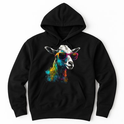 Goat Lover Artwork Sunglasses Colorful Animal Motif Goat Hoodie