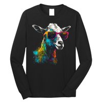 Goat Lover Artwork Sunglasses Colorful Animal Motif Goat Long Sleeve Shirt