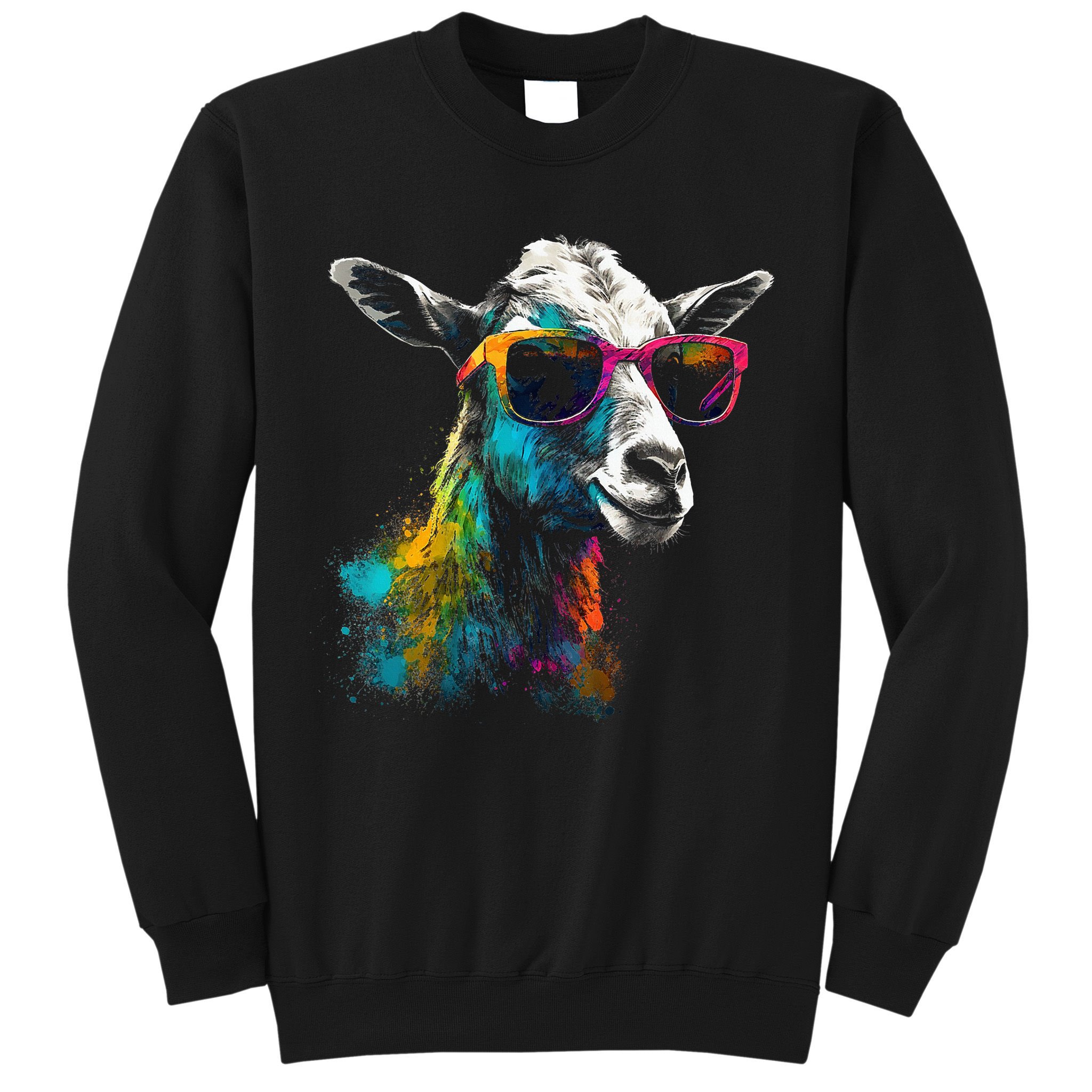 Goat Lover Artwork Sunglasses Colorful Animal Motif Goat Sweatshirt