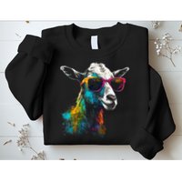 Goat Lover Artwork Sunglasses Colorful Animal Motif Goat Sweatshirt