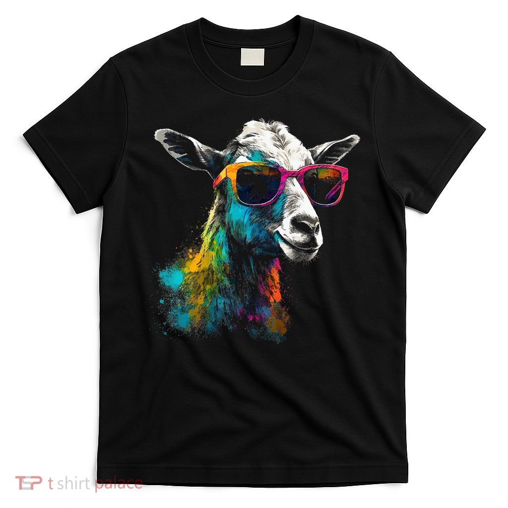 Goat Lover Artwork Sunglasses Colorful Animal Motif Goat T-Shirt