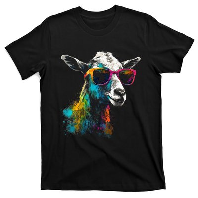 Goat Lover Artwork Sunglasses Colorful Animal Motif Goat T-Shirt