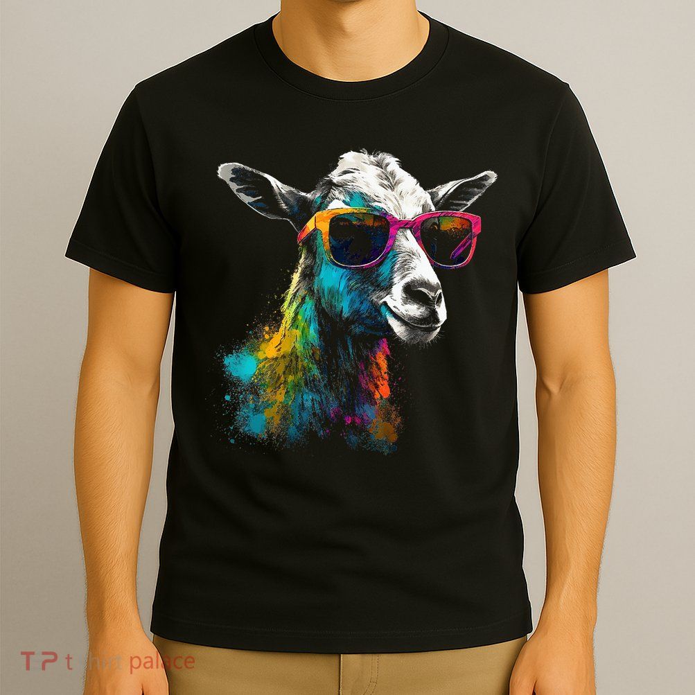 Goat Lover Artwork Sunglasses Colorful Animal Motif Goat T-Shirt