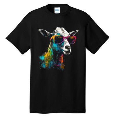 Goat Lover Artwork Sunglasses Colorful Animal Motif Goat Tall T-Shirt