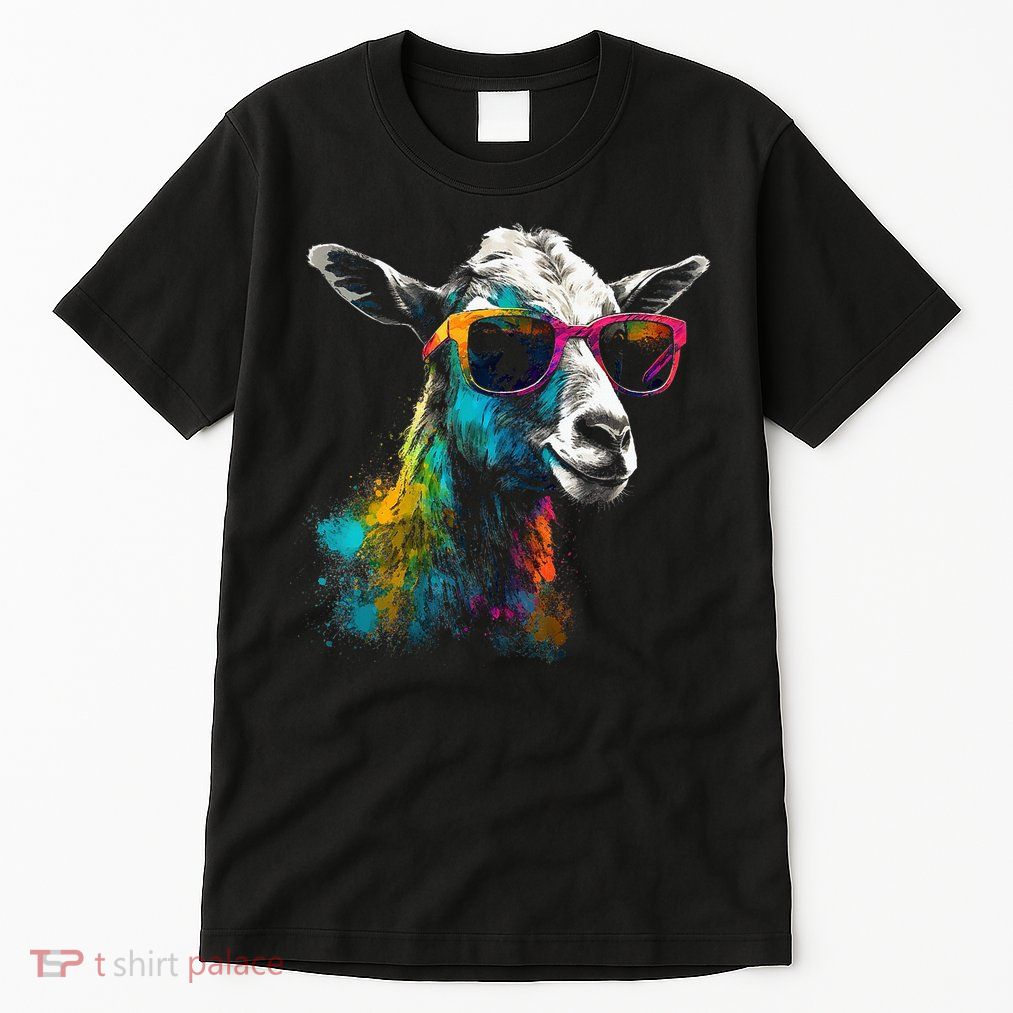 Goat Lover Artwork Sunglasses Colorful Animal Motif Goat Tall T-Shirt