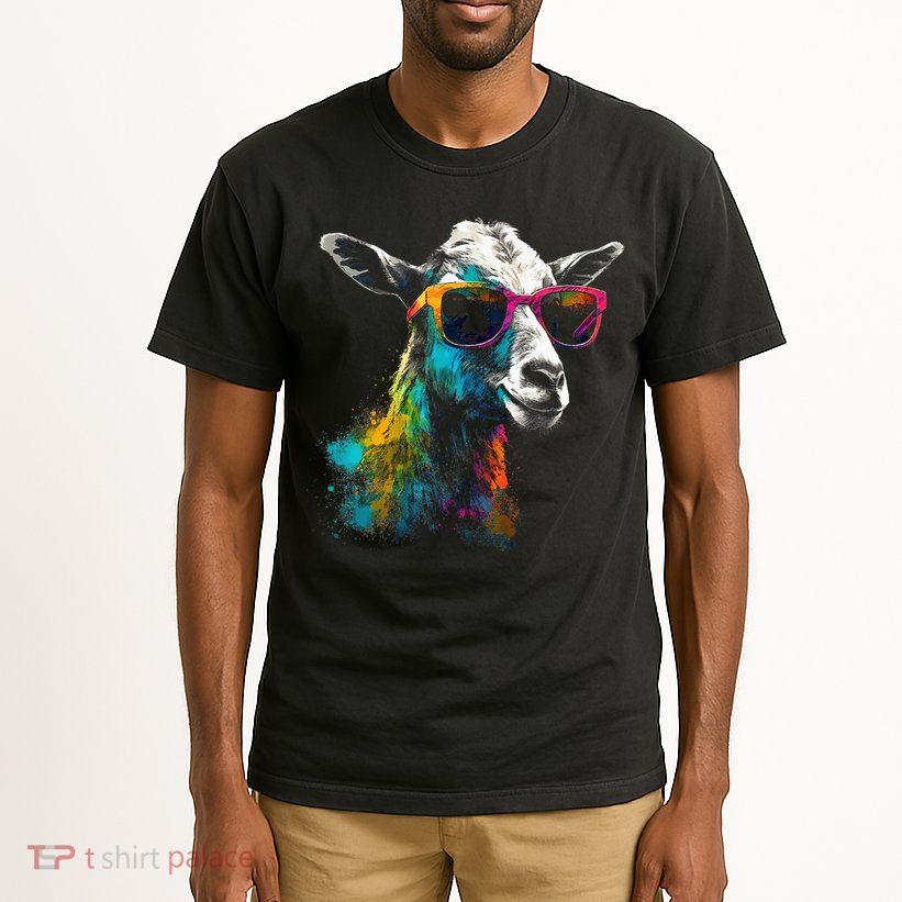 Goat Lover Artwork Sunglasses Colorful Animal Motif Goat Tall T-Shirt
