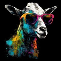 Goat Lover Artwork Sunglasses Colorful Animal Motif Goat Sustainable Bucket Hat