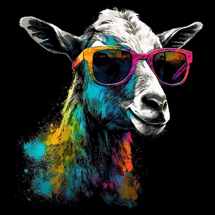 Goat Lover Artwork Sunglasses Colorful Animal Motif Goat Sustainable Bucket Hat