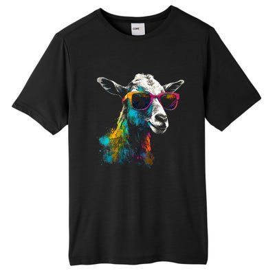 Goat Lover Artwork Sunglasses Colorful Animal Motif Goat Tall Fusion ChromaSoft Performance T-Shirt