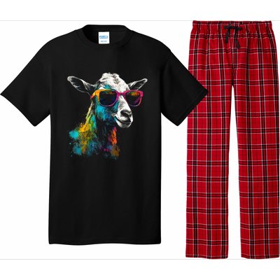 Goat Lover Artwork Sunglasses Colorful Animal Motif Goat Pajama Set