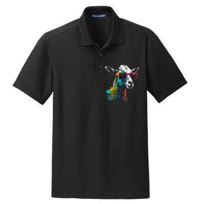 Goat Lover Artwork Sunglasses Colorful Animal Motif Goat Dry Zone Grid Polo